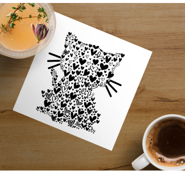 Dessous de verre tres moderne Coeurs de chat - TenStickers