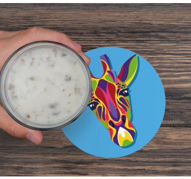 dessous de verre tres moderne Peinture girafe multicolore - TenStickers
