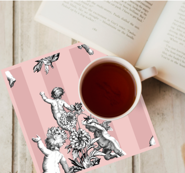 Dessous de verre vintage chérubins et motif floral - TenStickers