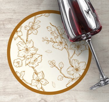 Dessous de verre vintage en bois gravé floral - TenStickers