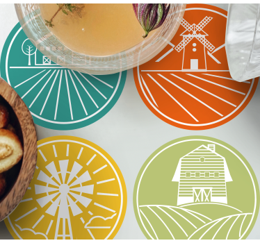 Dessous de verre vintage graphiques circulaires fermiers - TenStickers