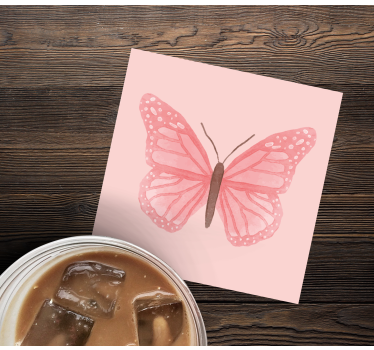 Dessous de verre vintage illustration papillon rose - TenStickers