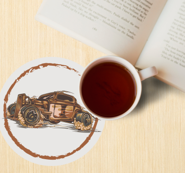 Dessous de verre vintage illustration voiture de course - TenStickers