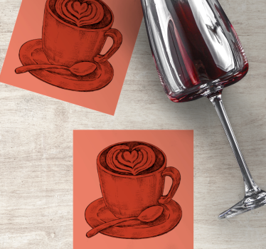 Dessous de verre vintage motif cœur café - TenStickers