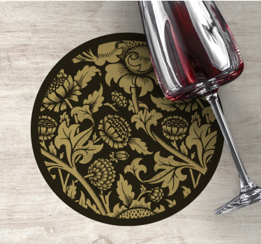 Dessous de verre vintage motif floral doré - TenStickers