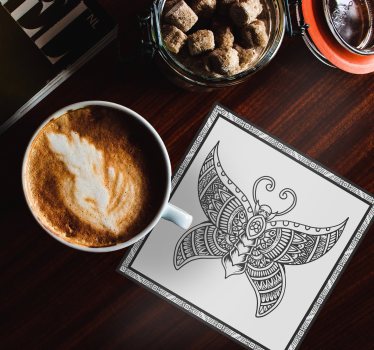 Dessous de verre vintage motif papillon délicat - TenStickers