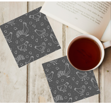 Dessous de verre vintage motifs de poules et poussins - TenStickers