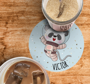 Dessous de verre vintage panda astronaute joyeux - TenStickers