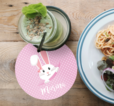 Dessous de verre vintage personnage de lapin avec nœud - TenStickers