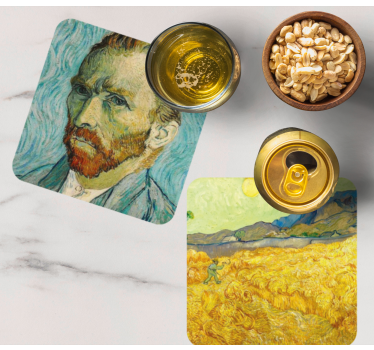Dessous de verre vintage portrait de vincent et tournesols - TenStickers