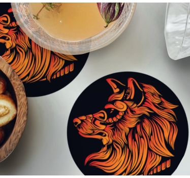 Dessous de verre vintage profil de loup féroce - TenStickers
