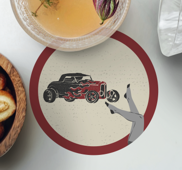 Dessous de verre vintage rod de feu flamboyant - TenStickers