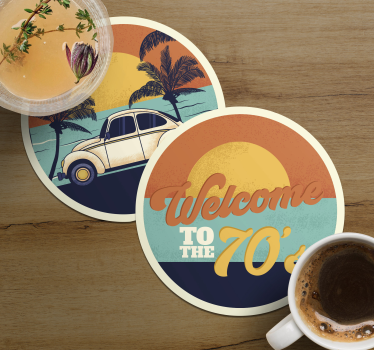Dessous de verre vintage scène côtière rétro - TenStickers