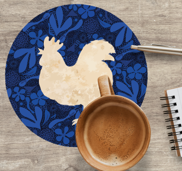 Dessous de verre vintage silhouette florale coq - TenStickers