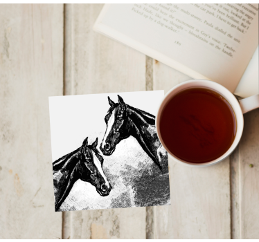 Dessous de verre vintage têtes de chevaux doubles - TenStickers