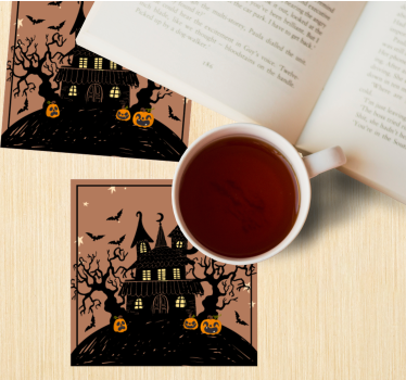 Dessous de verre maison hantée chauves-souris effrayantes - TenStickers