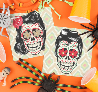 Sous-verre Halloween Crânes colorés - TenStickers