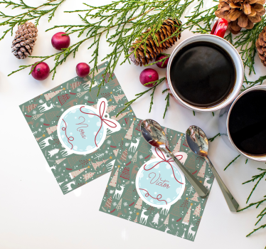 Dessous de verre pour Noël motif forêt personnalisable - TenStickers
