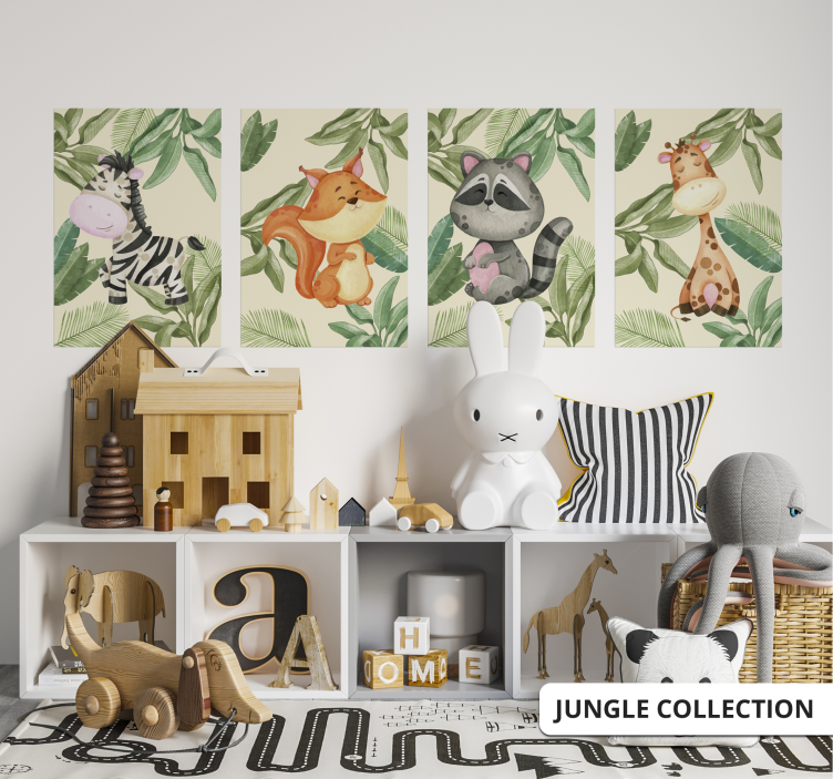 Poster dessin girafe dans la jungle - TenStickers