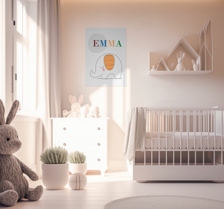 Affiche chambre enfant bébé éléphant personnalisé - TenStickers