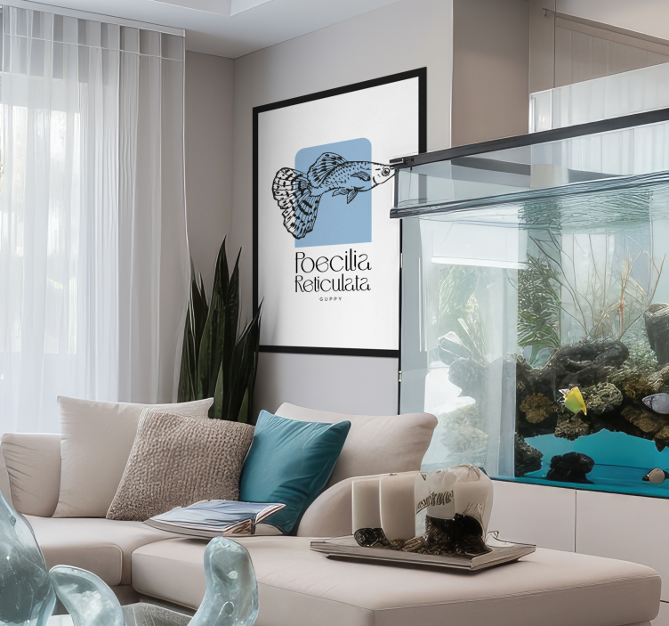 Poster poisson guppy minimaliste - TenStickers
