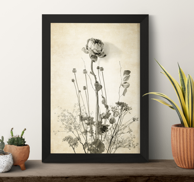 Affiche bouquet de fleurs sur fond beige - TenStickers