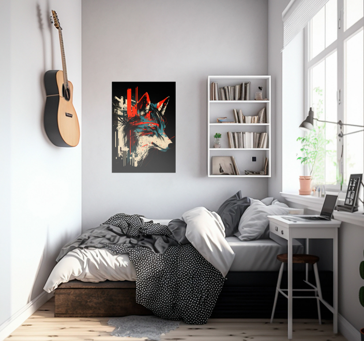 Poster illustration d'un loup abstrait - TenStickers