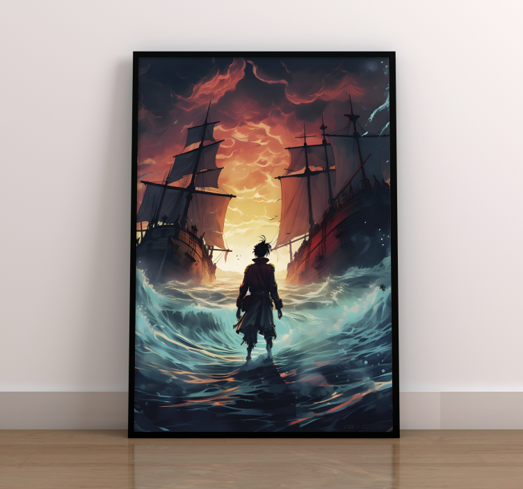 Poster ado pirate vagues et bateaux - TenStickers