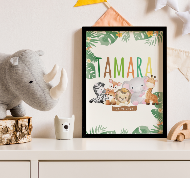 Affiche enfant animaux jungle personnalisable - TenStickers