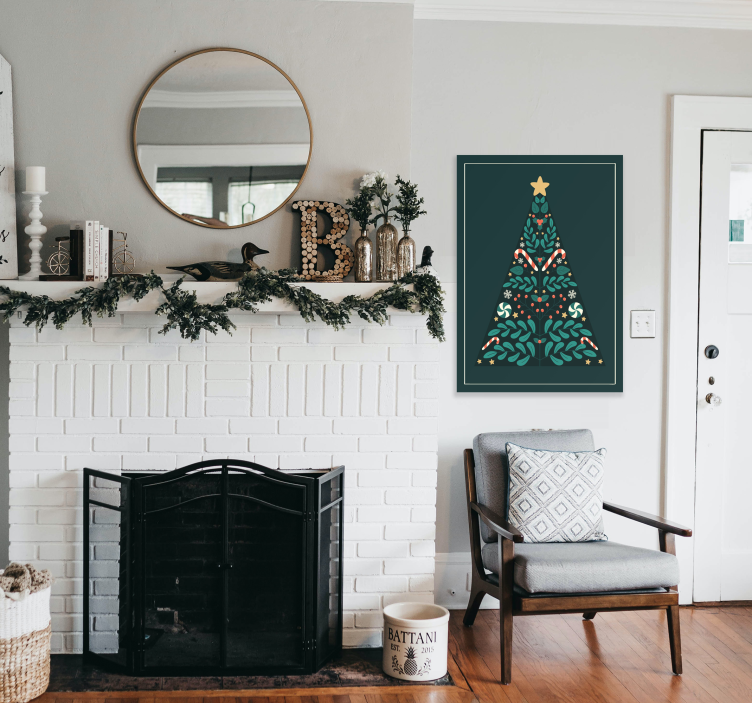 Poster couleur verte sapin de Noël - TenStickers