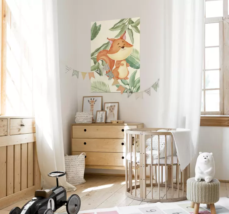 Poster dessin renard dans la jungle - TenStickers