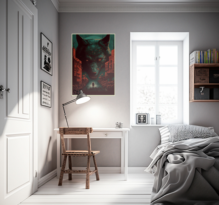 Poster d'un loup style film - TenStickers