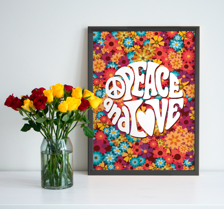 Affiche fleurs paix et amour - TenStickers