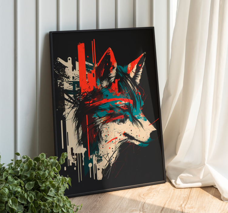 Poster illustration d'un loup abstrait - TenStickers