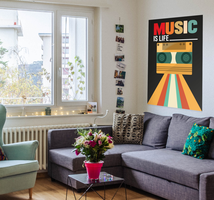 Poster "Music is life" style rétro - TenStickers