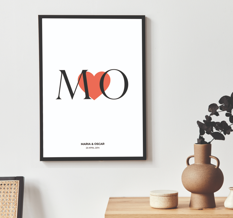Poster personnalisable initiales couple - TenStickers
