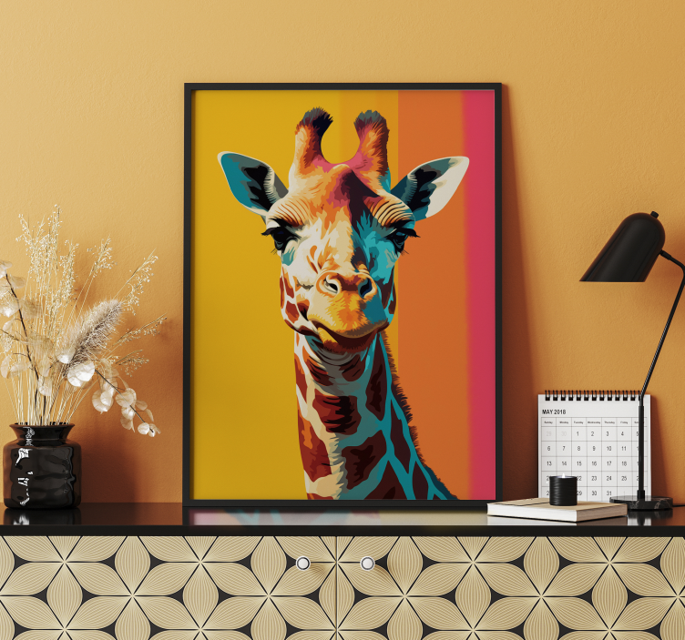 Poster pop art portrait de girafe - TenStickers
