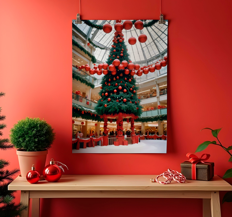 Poster Noël arbre dans le centre commercial - TenStickers