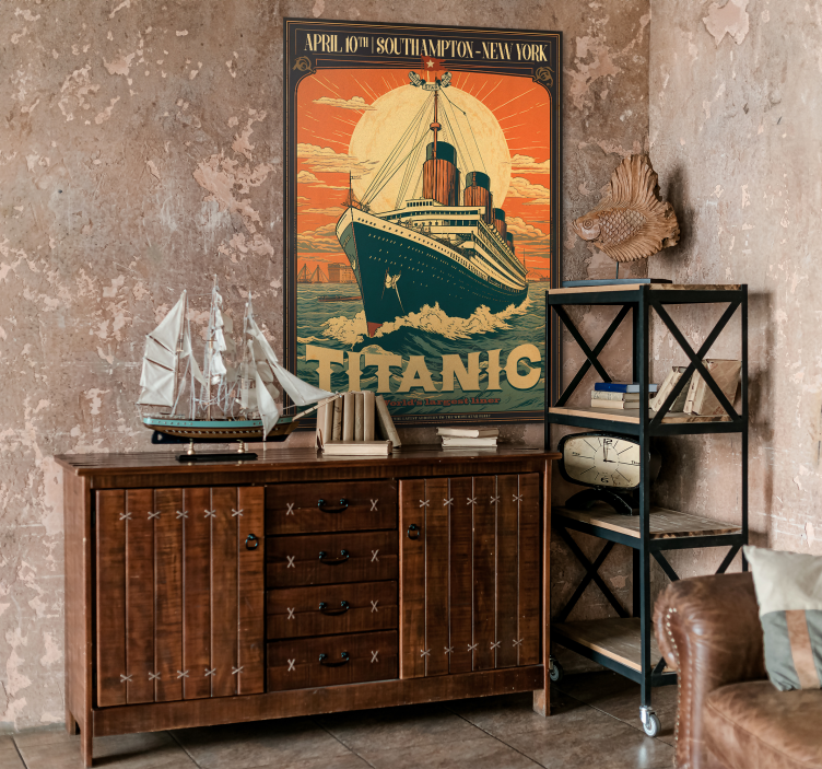 Poster vintage le premier voyage du Titanic - TenStickers