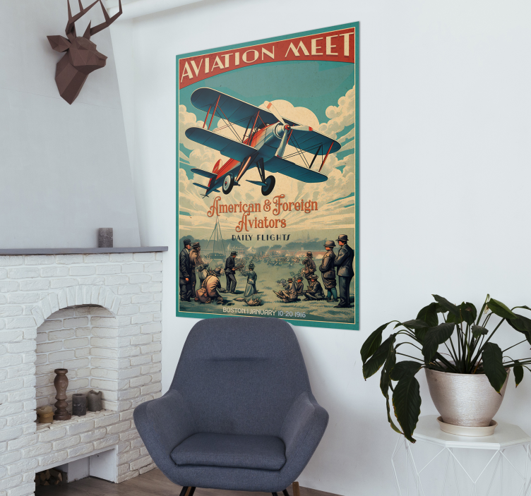 Poster vintage rencontre aéronautique - TenStickers