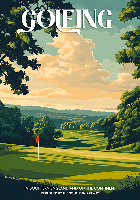 Affiche sport paysage de golf vintage - TenStickers