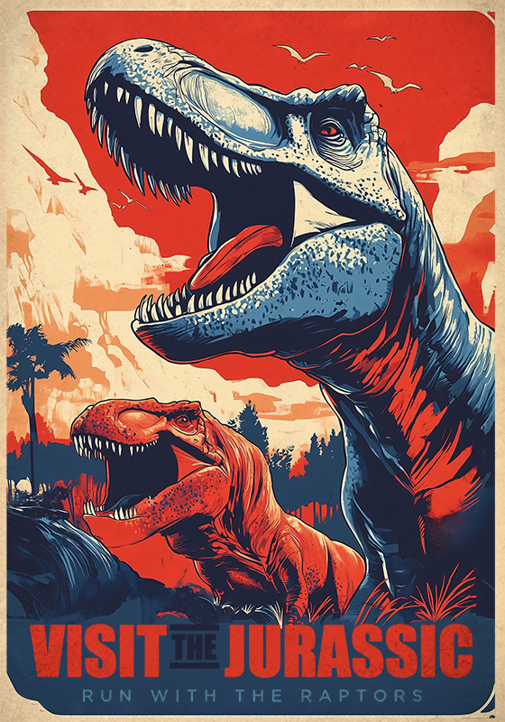 Affiche dinosaure visiter le jurassique - TenStickers