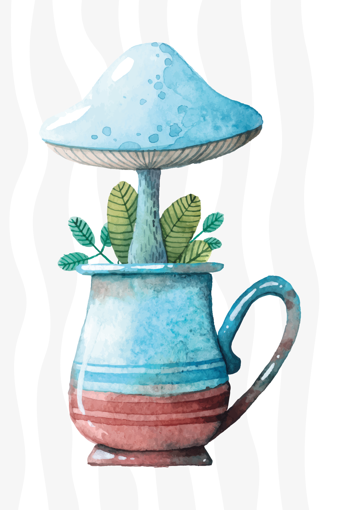 Affiche cuisine design champignon mignon dans tasse - TenStickers