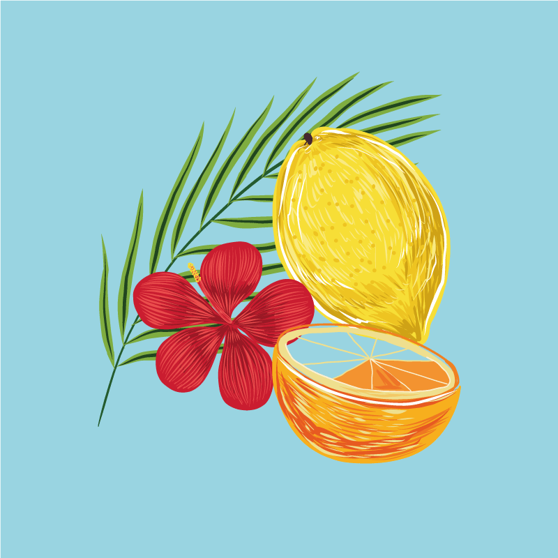 Affiche cuisine design fruits citrons pastel - TenStickers