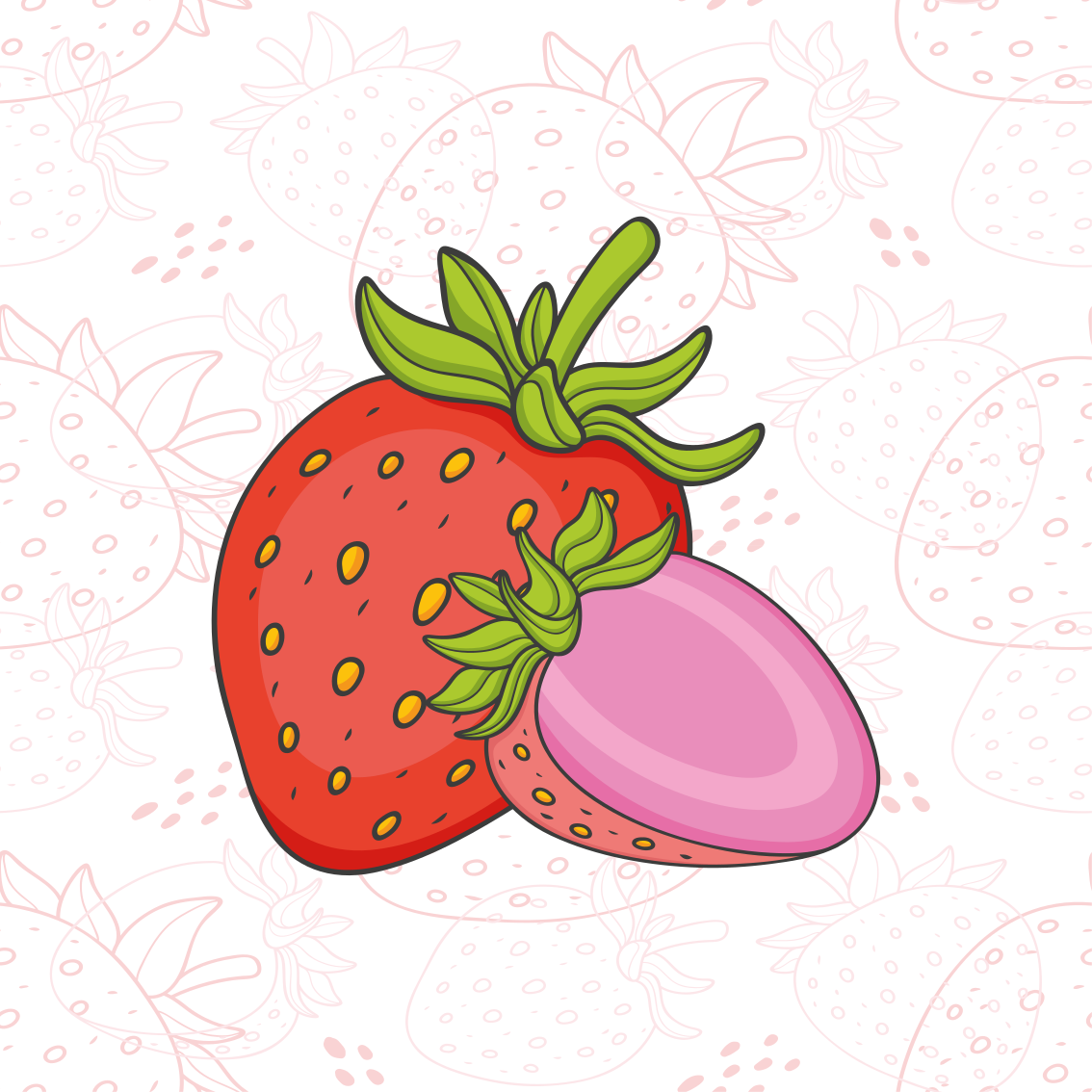 Affiche cuisine fraises rouges et roses sans couture - TenStickers