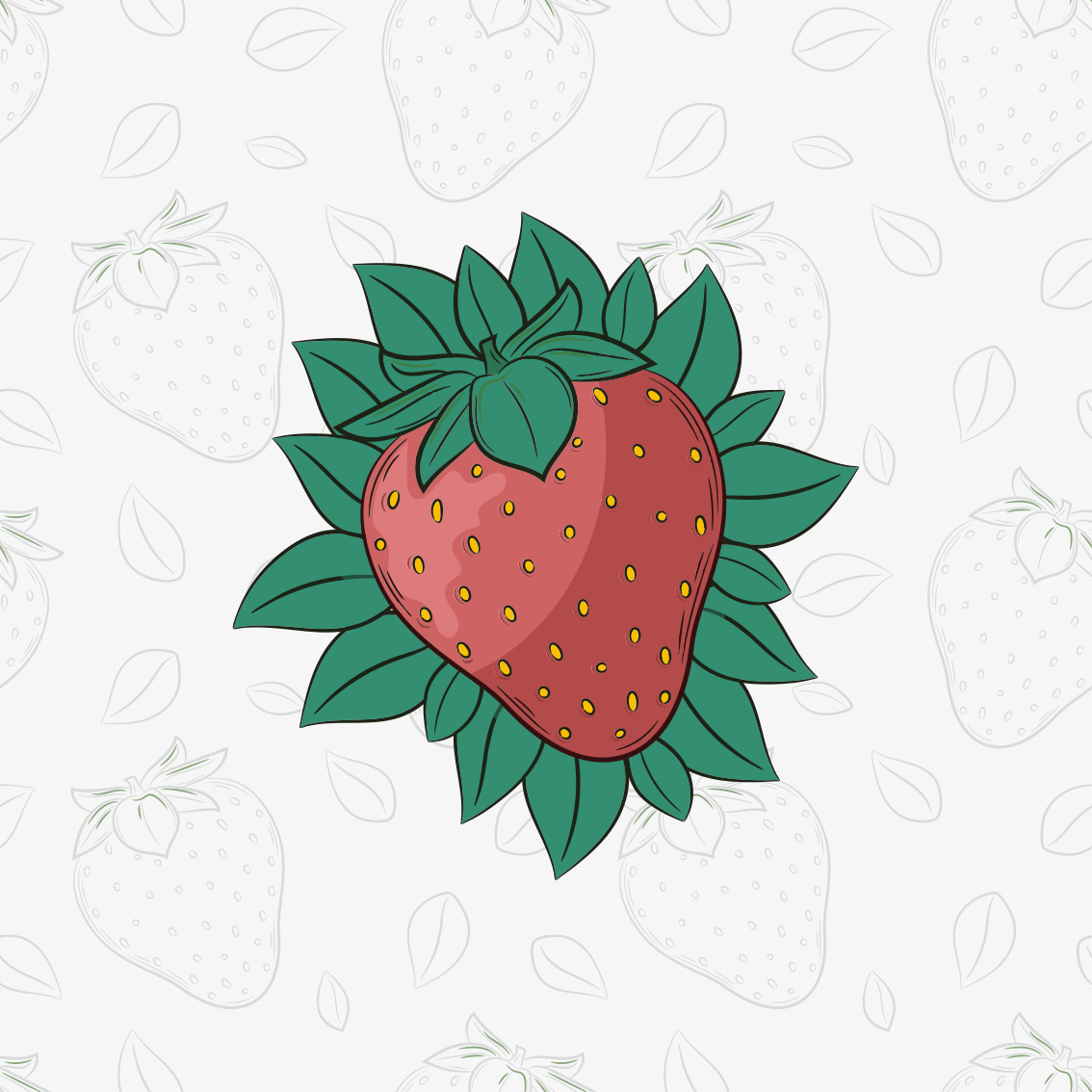Affiche cuisine fraises juteuses et feuilles vertes - TenStickers