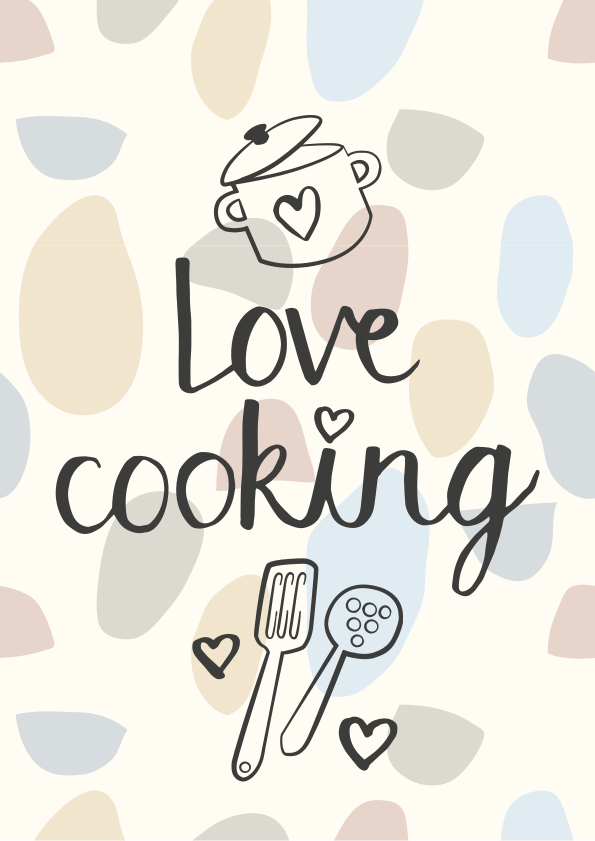 Affiche cuisine texte j'adore cuisiner - TenStickers