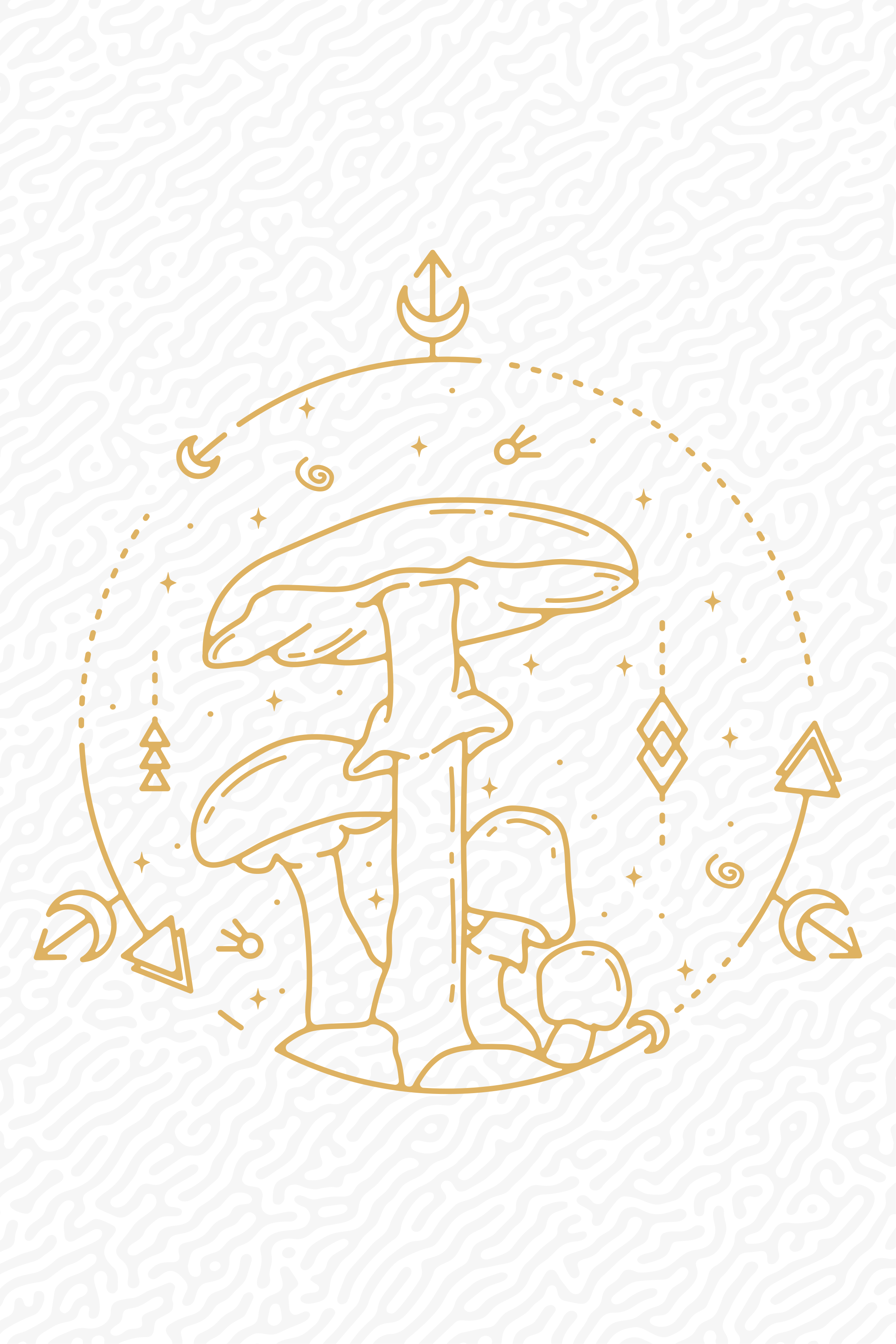 Affiche cuisine design monoline champignon géométrique - TenStickers