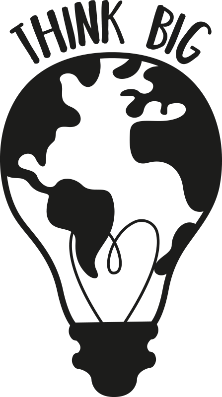 Affiche bureau pensez grand avec carte du monde - TenStickers