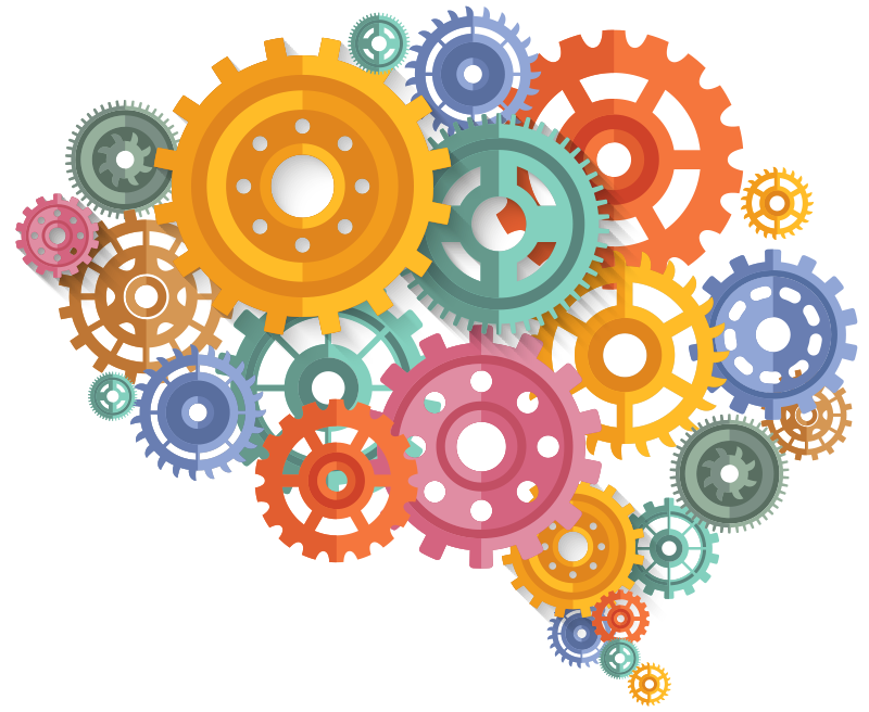 Affiche bureau rouages colorés de cerveau - TenStickers